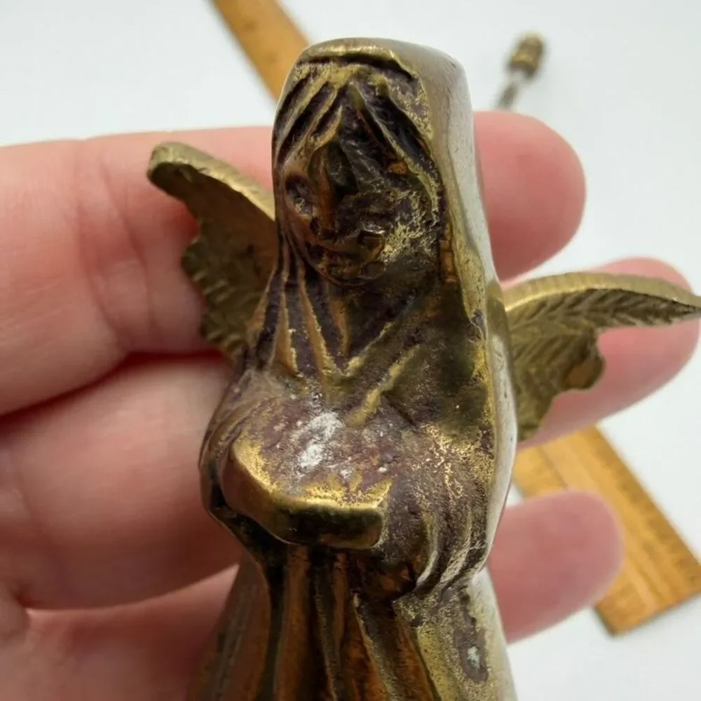 Vintage Brass Angel Candle Snuffer 12